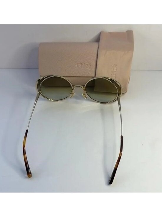 New Authentic Chloé CH 0037S 2343J3 - GOLD/ GREEN GRADIENT Round Sunglasses main image 5